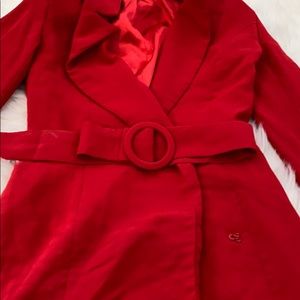 Red blazer dress with belt